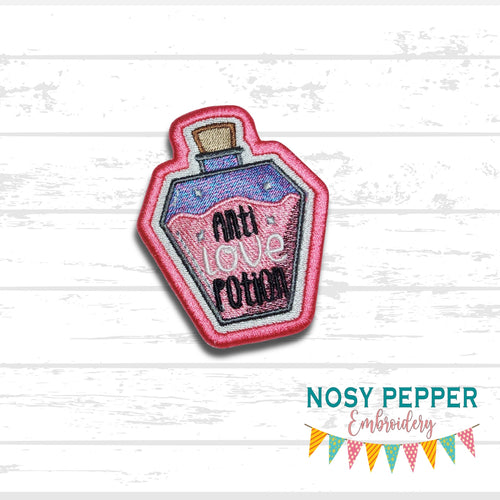 Anti Love Potion patch machine embroidery design (2 sizes included) DIGITAL DOWNLOAD
