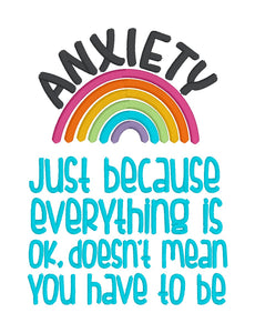 Anxiety Just Because machine embroidery design (4 sizes included) DIGITAL DOWNLOAD