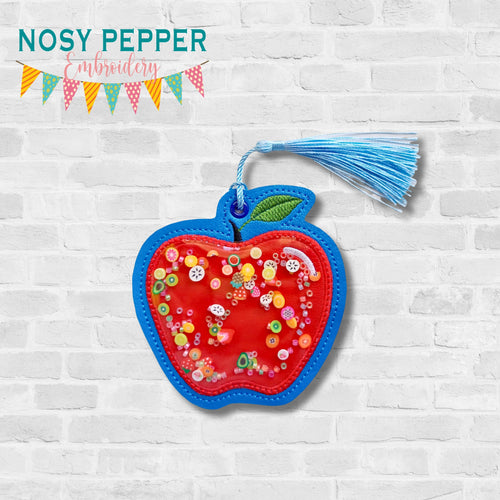 Apple applique shaker bookmark/bag tag/ornament machine embroidery file DIGITAL DOWNLOAD
