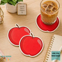 Load image into Gallery viewer, Apple Appliqué Coaster machine embroidery design DIGITAL DOWNLOAD