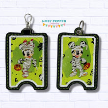 Load image into Gallery viewer, Applique lanyard card case machine embroidery design (eyelet and snap tab designs included) DIGITAL DOWNLOAD