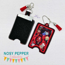 Load image into Gallery viewer, Applique lanyard card case machine embroidery design (eyelet and snap tab designs included) DIGITAL DOWNLOAD