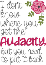 Load image into Gallery viewer, Audacity Back machine embroidery design (4 sizes included) DIGITAL DOWNLOAD