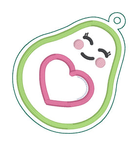 Avocado Heart applique bookmark/ornament/bag tag machine embroidery design DIGITAL DOWNLOAD