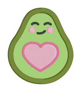 Avocado Heart patch machine embroidery design (2 sizes included) DIGITAL DOWNLOAD