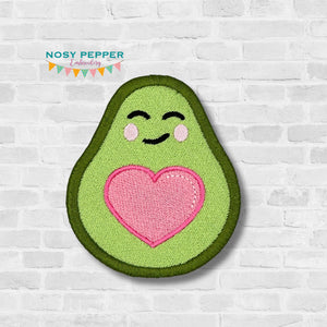 Avocado Heart patch machine embroidery design (2 sizes included) DIGITAL DOWNLOAD