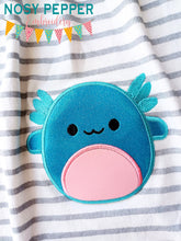 Load image into Gallery viewer, Axolotl Squishy Applique embroidery design (5 sizes included) DIGITAL DOWNLOAD