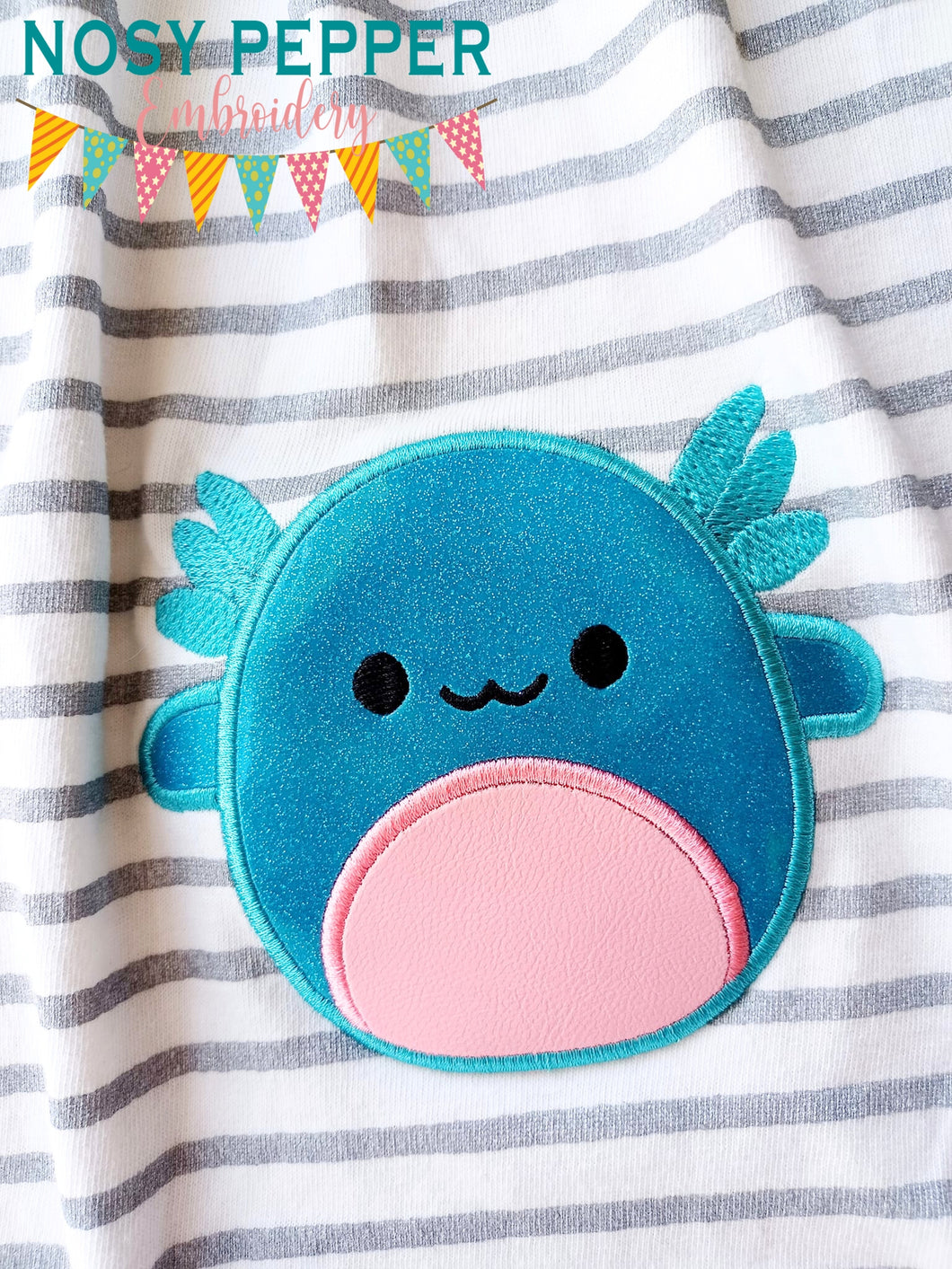 Axolotl Squishy Applique embroidery design (5 sizes included) DIGITAL DOWNLOAD