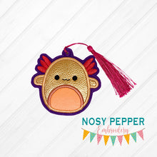 Load image into Gallery viewer, Axolotl Squishy Applique bookmark machine embroidery file DIGITAL DOWNLOAD