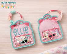 Load image into Gallery viewer, Backpack applique shaker tag/bookmark/ornament machine embroidery design AUGUST 2025 MB --DIGITAL DOWNLOAD