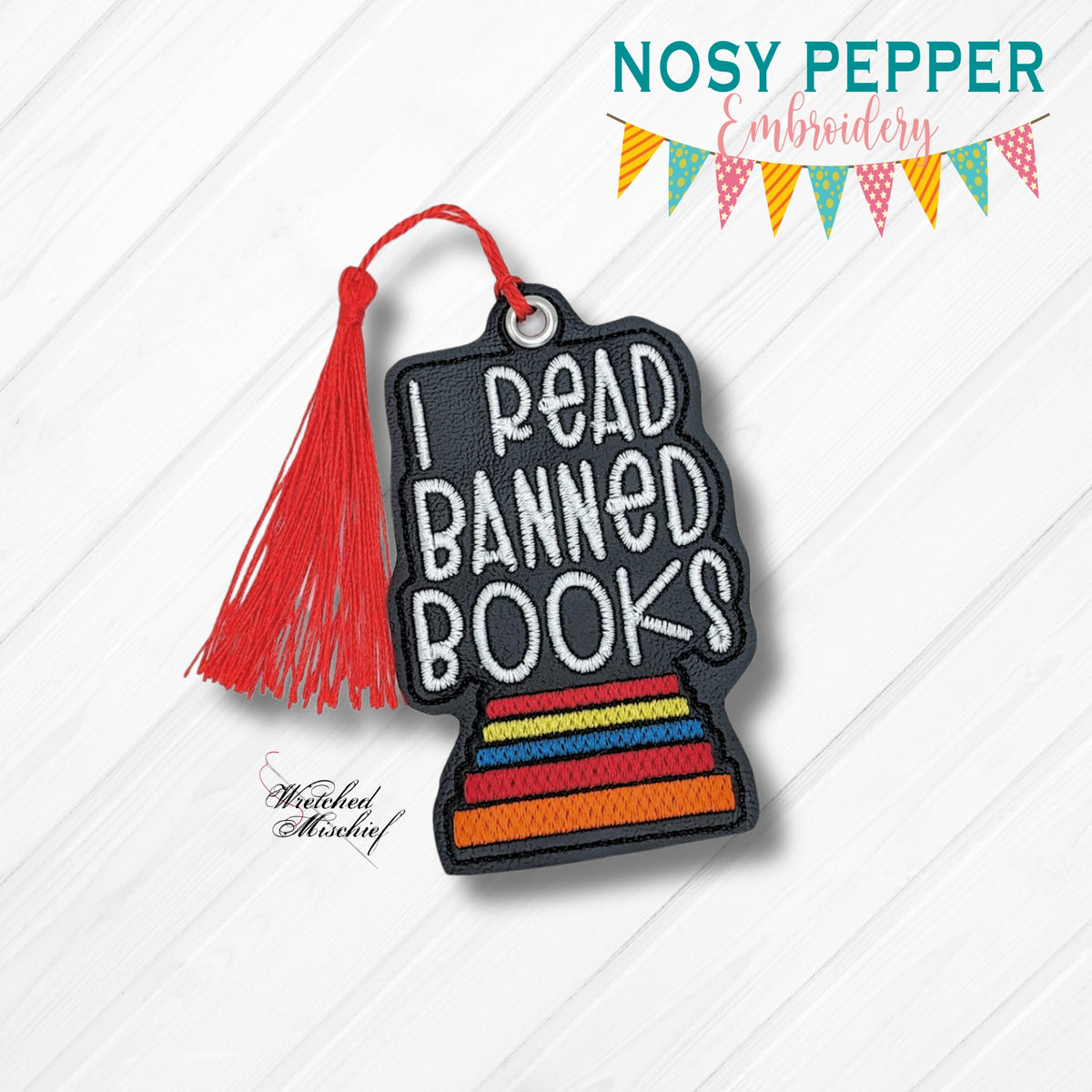 Ban Machine Book I Read Banned Books bookmark/bag tag/ornament machine embroidery file ...