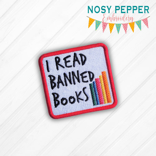 I Read Banned Books patch machine embroidery design (2 sizes included) DIGITAL DOWNLOAD