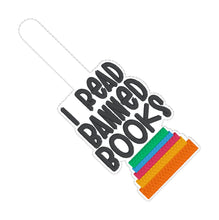 Load image into Gallery viewer, I Read Banned Books snap tab machine embroidery design (single &amp; multi files included) DIGITAL DOWNLOAD