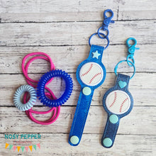 Load image into Gallery viewer, Baseball/Softball hair tie holder (2 sizes included) machine embroidery design —MARCH 26 MB—DIGITAL DOWNLOAD