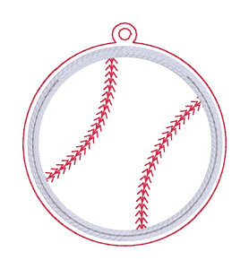 Baseball Applique Shaker bookmark/bag tag/ornament machine embroidery file DIGITAL DOWNLOAD