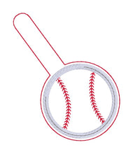 Load image into Gallery viewer, Baseball Applique Shaker snap tab and eyelet fob machine embroidery file (single and multi files included) DIGITAL DOWNLOAD