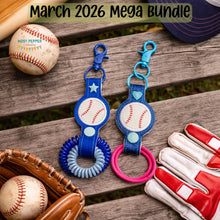 Load image into Gallery viewer, Baseball/Softball hair tie holder (2 sizes included) machine embroidery design —MARCH 26 MB—DIGITAL DOWNLOAD