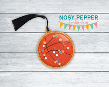 Load image into Gallery viewer, Basketball applique shaker bookmark/bag tag/ornament machine embroidery file DIGITAL DOWNLOAD