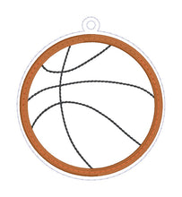 Load image into Gallery viewer, Basketball applique shaker bookmark/bag tag/ornament machine embroidery file DIGITAL DOWNLOAD