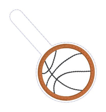 Load image into Gallery viewer, Basketball Applique Shaker snap tab and eyelet fob machine embroidery file (single and multi files included) DIGITAL DOWNLOAD