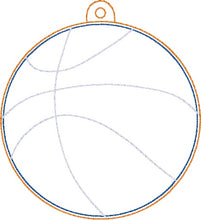 Load image into Gallery viewer, Basketball Puff bookmark/ornament/bag tag machine embroidery design DIGITAL DOWNLOAD