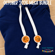 Load image into Gallery viewer, Basketball applique hoodie charms machine embroidery design DIGITAL DOWNLOAD