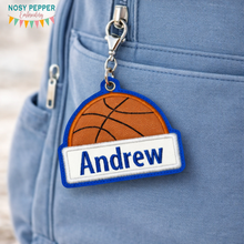 Load image into Gallery viewer, Basketball applique Name bag tag/ornament/bookmark --NOV 25 MB--machine embroidery design DIGITAL DOWNLOAD