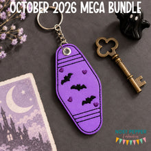 Load image into Gallery viewer, Bat retro fob machine embroidery design DIGITAL DOWNLOAD