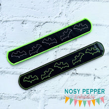 Load image into Gallery viewer, Bat slap bracelet machine embroidery file 6x10 hoop (single and multi files, and fabric and vinyl styles included) DIGITAL DOWNLOAD