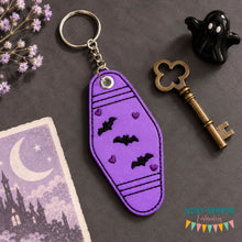 Load image into Gallery viewer, Bat retro fob machine embroidery design DIGITAL DOWNLOAD
