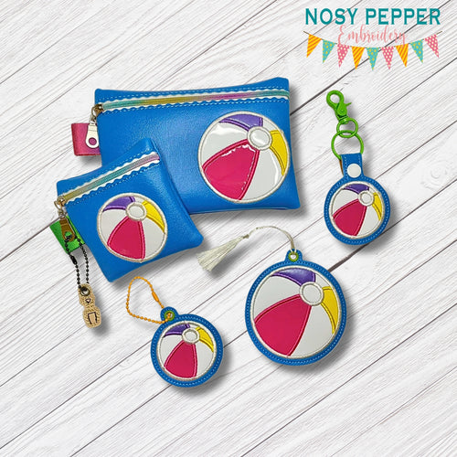 Beach Ball Appliqué Set machine embroidery designs (ITH bag, bookmark, eyelet fob and snap tab single & multi files included) DIGITAL DOWNLOAD