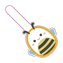 Load image into Gallery viewer, Bee Squishy snap tab and eyelet fob machine embroidery file (single and multi files included) DIGITAL DOWNLOAD