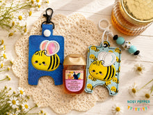 Load image into Gallery viewer, Bee Appliqué Sanitizer Case (2 sizes available) machine embroidery design DIGITAL DOWNLOAD