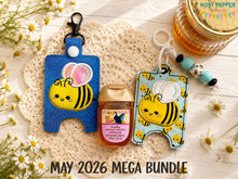 Load image into Gallery viewer, Bee Appliqué Sanitizer Case (2 sizes available) machine embroidery design DIGITAL DOWNLOAD