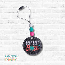 Load image into Gallery viewer, Beep Beep B!tch double sided car tag machine embroidery design DIGITAL DOWNLOAD