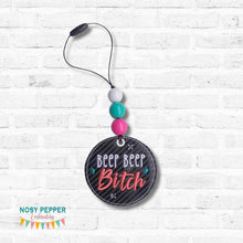 Load image into Gallery viewer, Beep Beep B!tch double sided car tag machine embroidery design DIGITAL DOWNLOAD