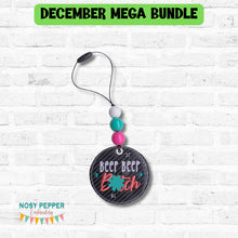 Load image into Gallery viewer, Beep Beep B!tch double sided car tag machine embroidery design DIGITAL DOWNLOAD