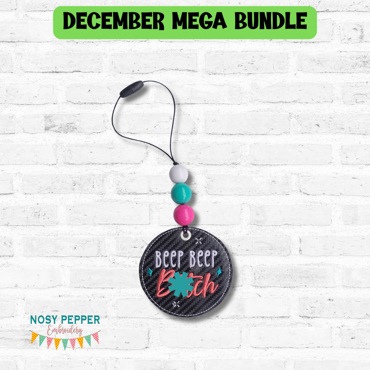 Beep Beep B!tch double sided car tag machine embroidery design DIGITAL ...