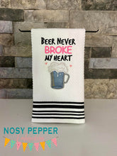 Load image into Gallery viewer, Beer Never Broke My Heart applique machine embroidery design (4 sizes included) DIGITAL DOWNLOAD