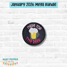 Load image into Gallery viewer, Here For The Beer patch (2 sizes included) machine embroidery design —JAN 26 MB—DIGITAL DOWNLOAD