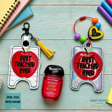 Load image into Gallery viewer, Best Teacher applique Sanitizer Case (2 sizes available) machine embroidery design DIGITAL DOWNLOAD