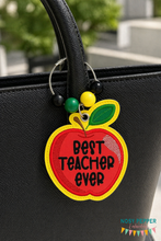 Load image into Gallery viewer, Best Teacher applique bag tag/ornament/bookmark machine embroidery design DIGITAL DOWNLOAD