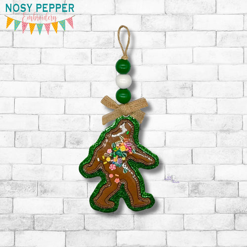 Bigfoot applique shaker bookmark/bag tag/ornament machine embroidery file DIGITAL DOWNLOAD