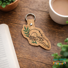 Load image into Gallery viewer, Bird Skull snap tab (single and multi file included) 4x4 machine embroidery design DIGITAL DOWNLOAD