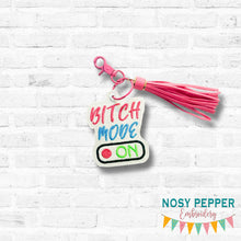 Load image into Gallery viewer, B!tch Mode On bag tag/bookmark/ornament machine embroidery design Fall 25 Mature Mystery Bundle DIGITAL DOWNLOAD