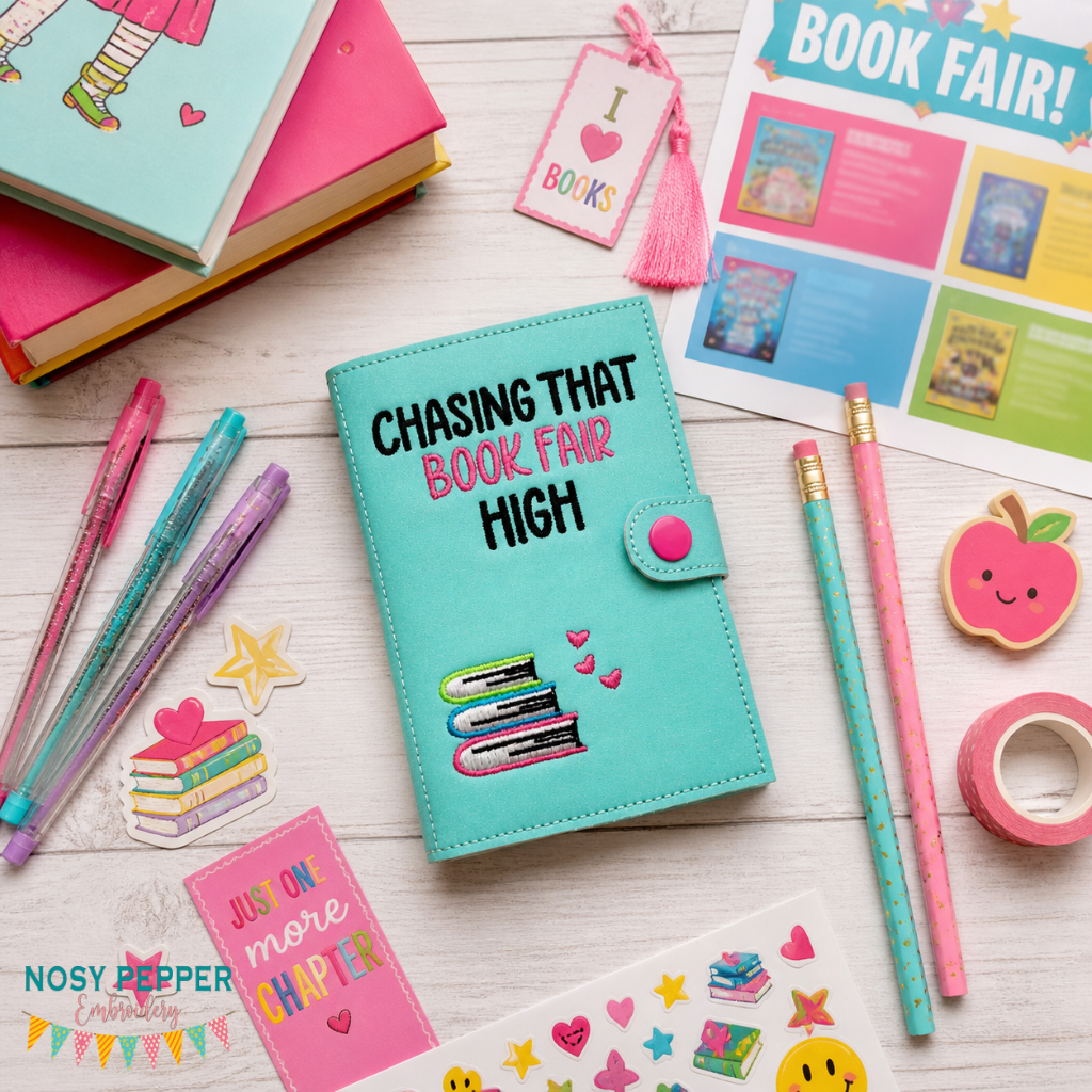 Book Fair top load notebook cover machine embroidery design DIGITAL DO ...