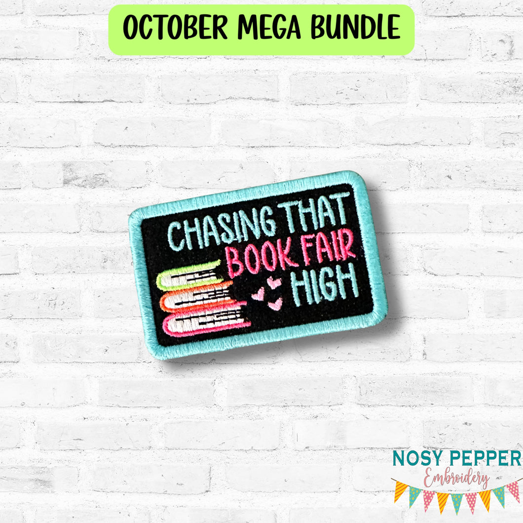 Book Fair patch (2 sizes included) machine embroidery design DIGITAL DOWNLOAD