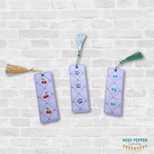Load image into Gallery viewer, Quilted 5x7 bookmark set (3 designs included) machine embroidery design DIGITAL DOWNLOAD