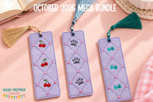 Load image into Gallery viewer, Quilted 5x7 bookmark set (3 designs included) machine embroidery design DIGITAL DOWNLOAD