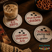 Load image into Gallery viewer, Lebowski Coaster Set of 4 Coaster Machine Embroidery Designs DIGITAL DOWNLOAD